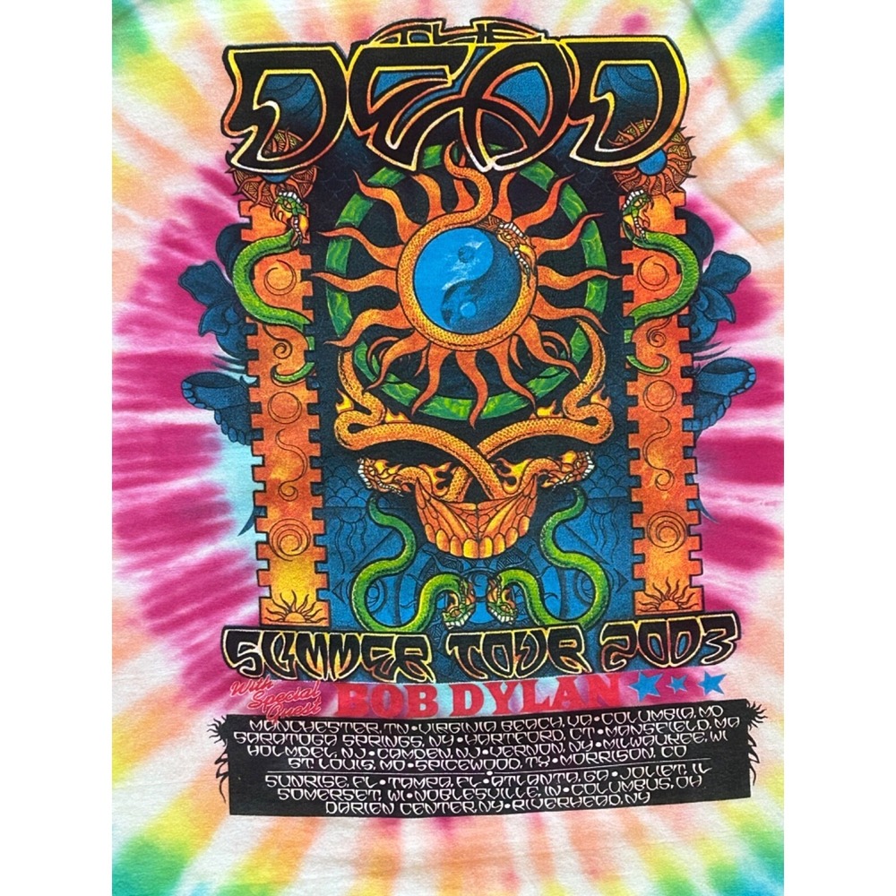 VINTAGE T-SHIRT THE DEAD - GRATEFUL DEAD - BOB DYLAN - SUMMER TOUR -2003 TIE DYE